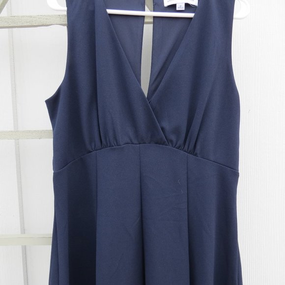 Emma & Michelle Navy Pleated Button Swing Dress - Picture 3 of 7